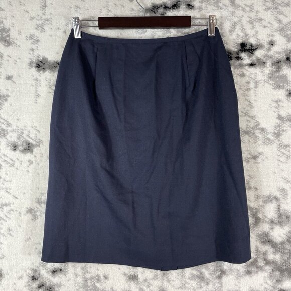 Lauren Ralph Lauren Skirt Womens‎ Size 12 Navy Blue Worsted Wool Office Career - Picture 1 of 9
